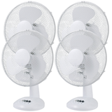 4x Sheffield 30cm Desk/Table Fan with 3 Speed Settings in White (PL705)