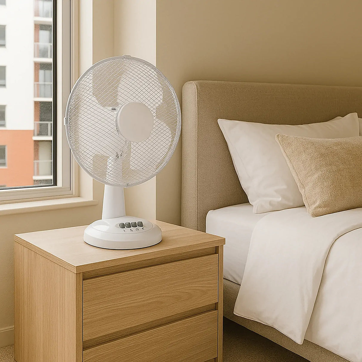 4x Sheffield 30cm Desk/Table Fan with 3 Speed Settings in White (PL705)