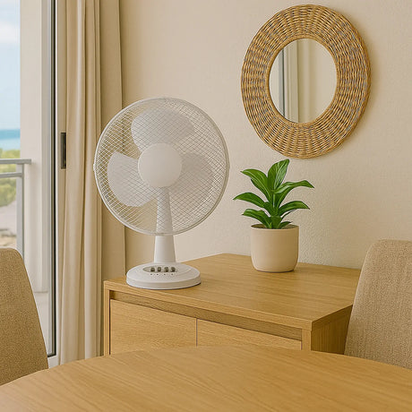Sheffield 30cm Desk/Table Fan with 3 Speed Settings in White (PL705)