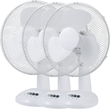 3x Sheffield 40cm Desk/Table Fan with 3 Speed Settings & Carry Handle in White (PL706)