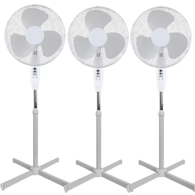 3x Sheffield 1.25m Tall Pedestal Oscillating Fan w/ 40cm Head Bulk Pack - White (Self Standing)