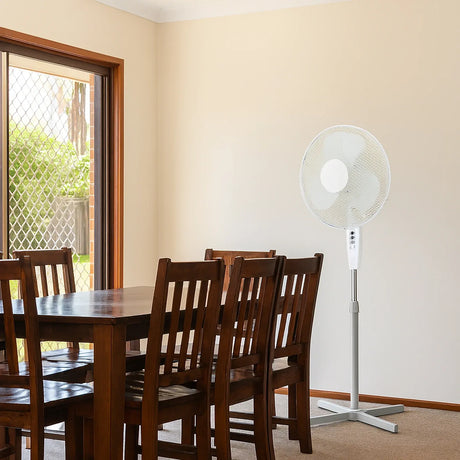Sheffield 1.25m Tall Pedestal Oscillating Fan w/ 40cm Head - White (Self Standing)