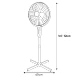 Sheffield 1.25m Tall Pedestal Oscillating Fan w/ 40cm Head - White (Self Standing)