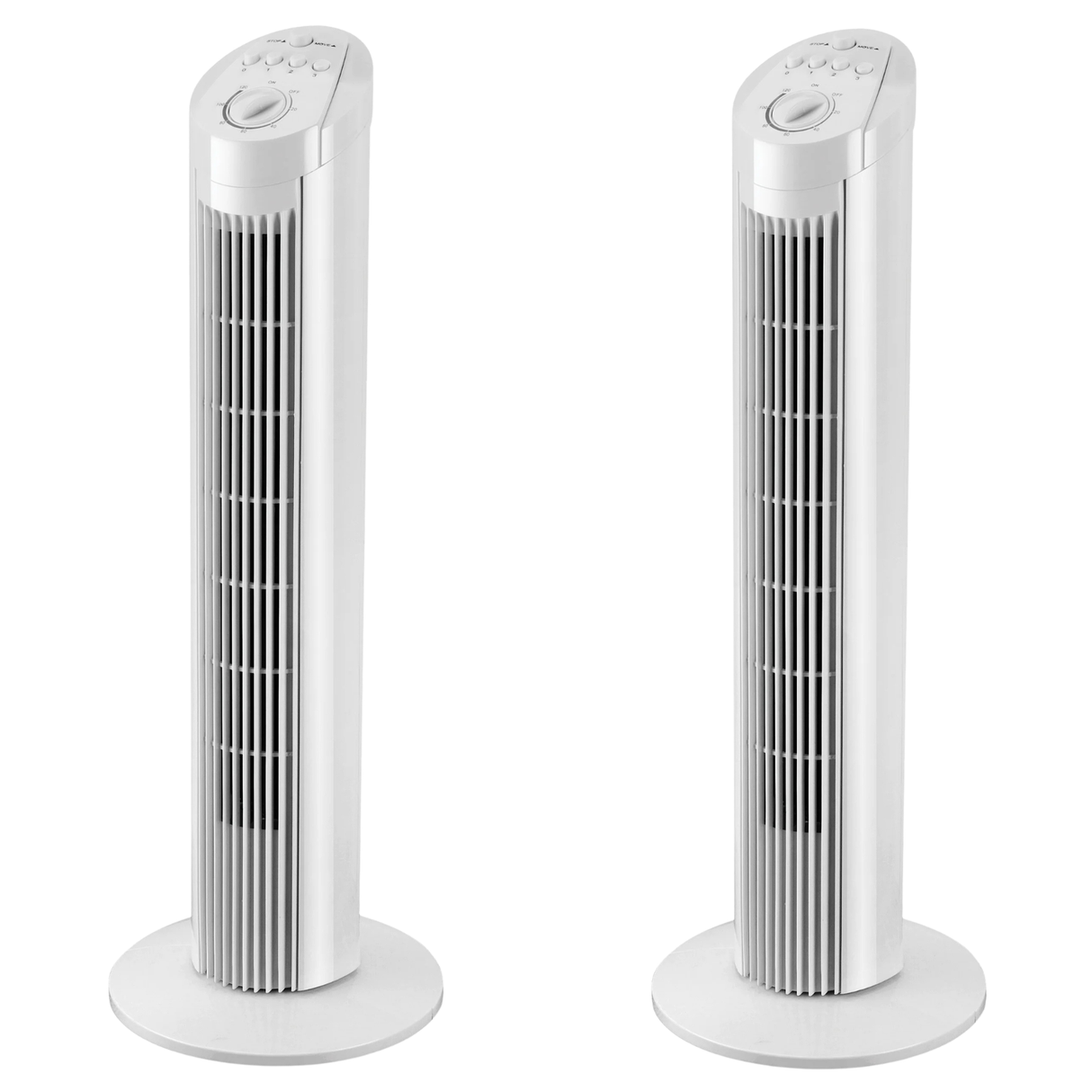 2x Sheffield 74cm Tower Oscillating Fan w/ 3-Speeds & Timer - White