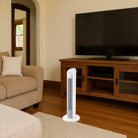2x Sheffield 74cm Tower Oscillating Fan w/ 3-Speeds & Timer - White