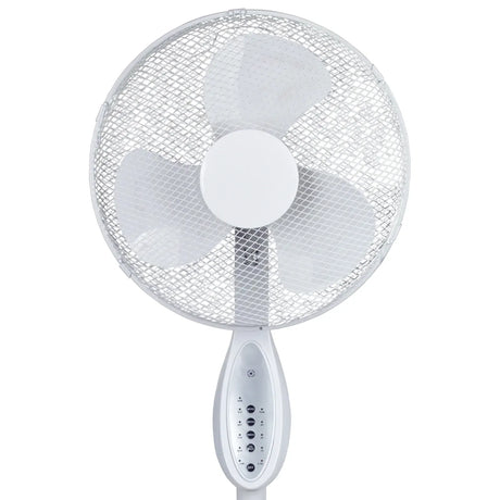 2x Sheffield Height Adjustable Pedestal Oscillating Fan w/ Remote Control - White (Self Standing)