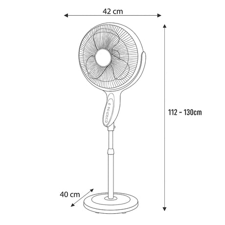 2x Sheffield Height Adjustable Pedestal Oscillating Fan w/ Remote Control - White (Self Standing)
