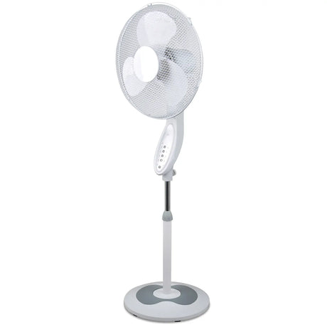 2x Sheffield Height Adjustable Pedestal Oscillating Fan w/ Remote Control - White (Self Standing)