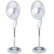 2x Sheffield Height Adjustable Pedestal Oscillating Fan w/ Remote Control - White (Self Standing)