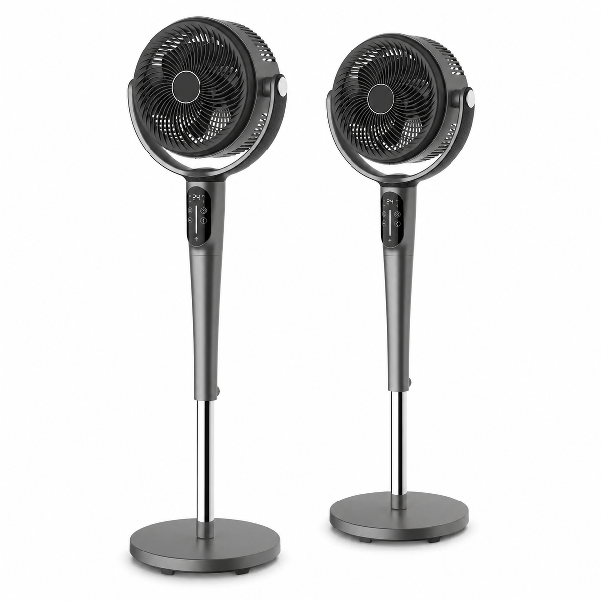 2x Sheffield 3D Pedestal Circulator Fan w/ LCD & Remote Control Bulk Pack - Grey (PLA1955)