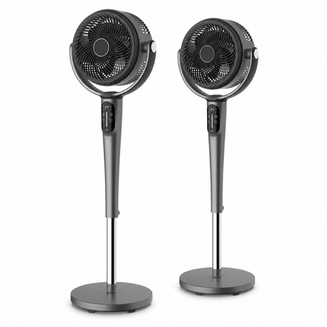 2x Sheffield 3D Pedestal Circulator Fan w/ LCD & Remote Control Bulk Pack - Grey (PLA1955)