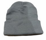Grey Plain Beanie - Unisex Warm Winter Knit Hat (One Size)
