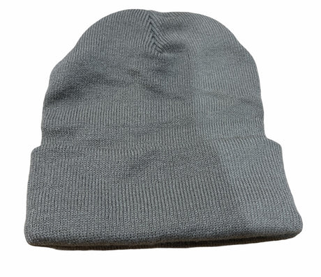 Grey Plain Beanie - Unisex Warm Winter Knit Hat (One Size)