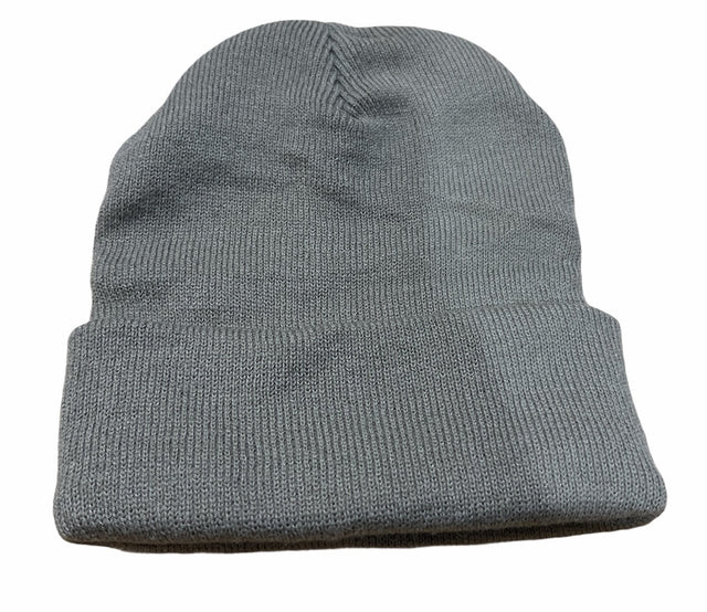 Grey Plain Beanie - Unisex Warm Winter Knit Hat (One Size)