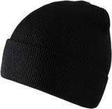 3x Black Plain Beanie Bulk Pack - Unisex Warm Winter Knit Hat (One Size)