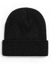 3x Black Plain Beanie Bulk Pack - Unisex Warm Winter Knit Hat (One Size)