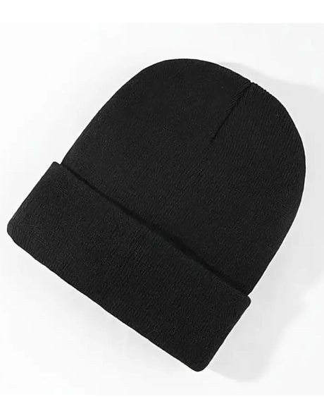 3x Black Plain Beanie Bulk Pack - Unisex Warm Winter Knit Hat (One Size)