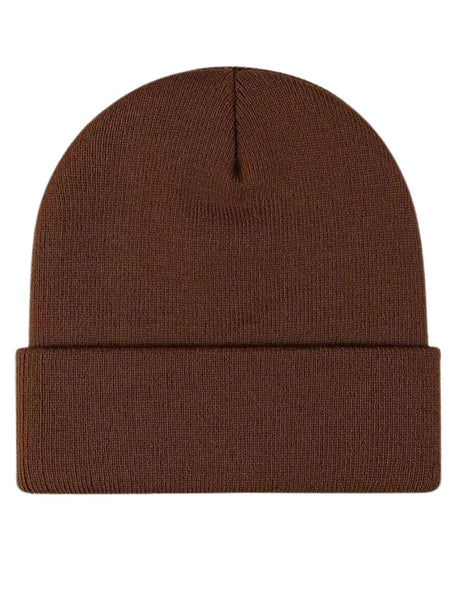 Plain Brown Beanie - Unisex Warm Winter Knit Hat (One Size)