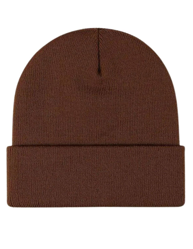 Plain Brown Beanie - Unisex Warm Winter Knit Hat (One Size)