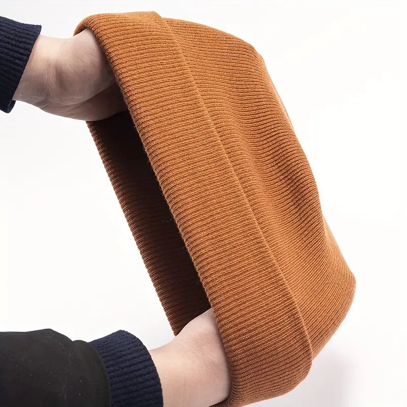 Plain Brown Beanie - Unisex Warm Winter Knit Hat (One Size)