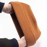 Plain Brown Beanie - Unisex Warm Winter Knit Hat (One Size)