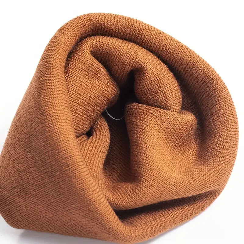 Plain Brown Beanie - Unisex Warm Winter Knit Hat (One Size)
