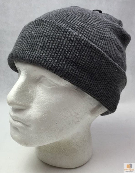 Plain Charcoal Grey Beanie - Unisex Warm Winter Knit Hat (One Size)