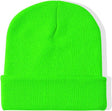 Plain Fluro Green Beanie - Unisex Warm Winter Knit Hat (One Size)