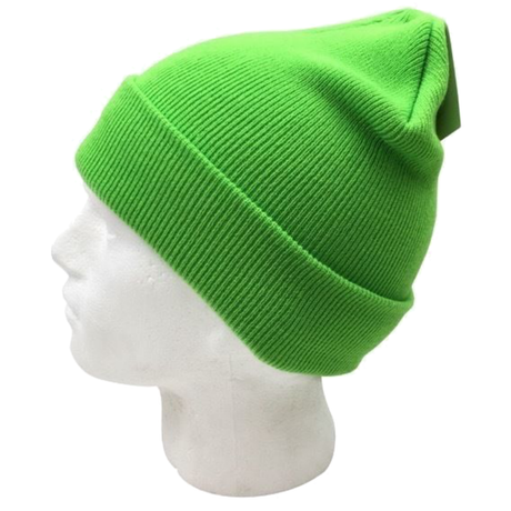 Fluro Green Plain Beanie - Unisex Warm Winter Knit Hat (One Size)