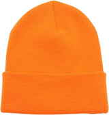 Fluro Orange Plain Beanie - Unisex Warm Winter Knit Hat (One Size)