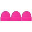 3x Fluro Pink Plain Beanie Bulk Pack - Unisex Warm Winter Knit Hat (One Size)