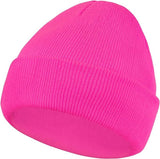 3x Fluro Pink Plain Beanie Bulk Pack - Unisex Warm Winter Knit Hat (One Size)