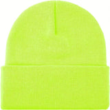 Plain Fluro Yellow Beanie - Unisex Warm Winter Knit Hat (One Size)