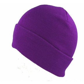 Plain Purple Beanie - Unisex Warm Winter Knit Hat (One Size)