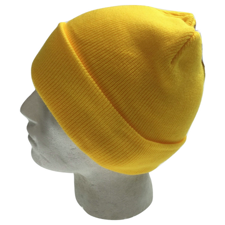 Plain Yellow Beanie - Unisex Warm Winter Knit Hat (One Size)