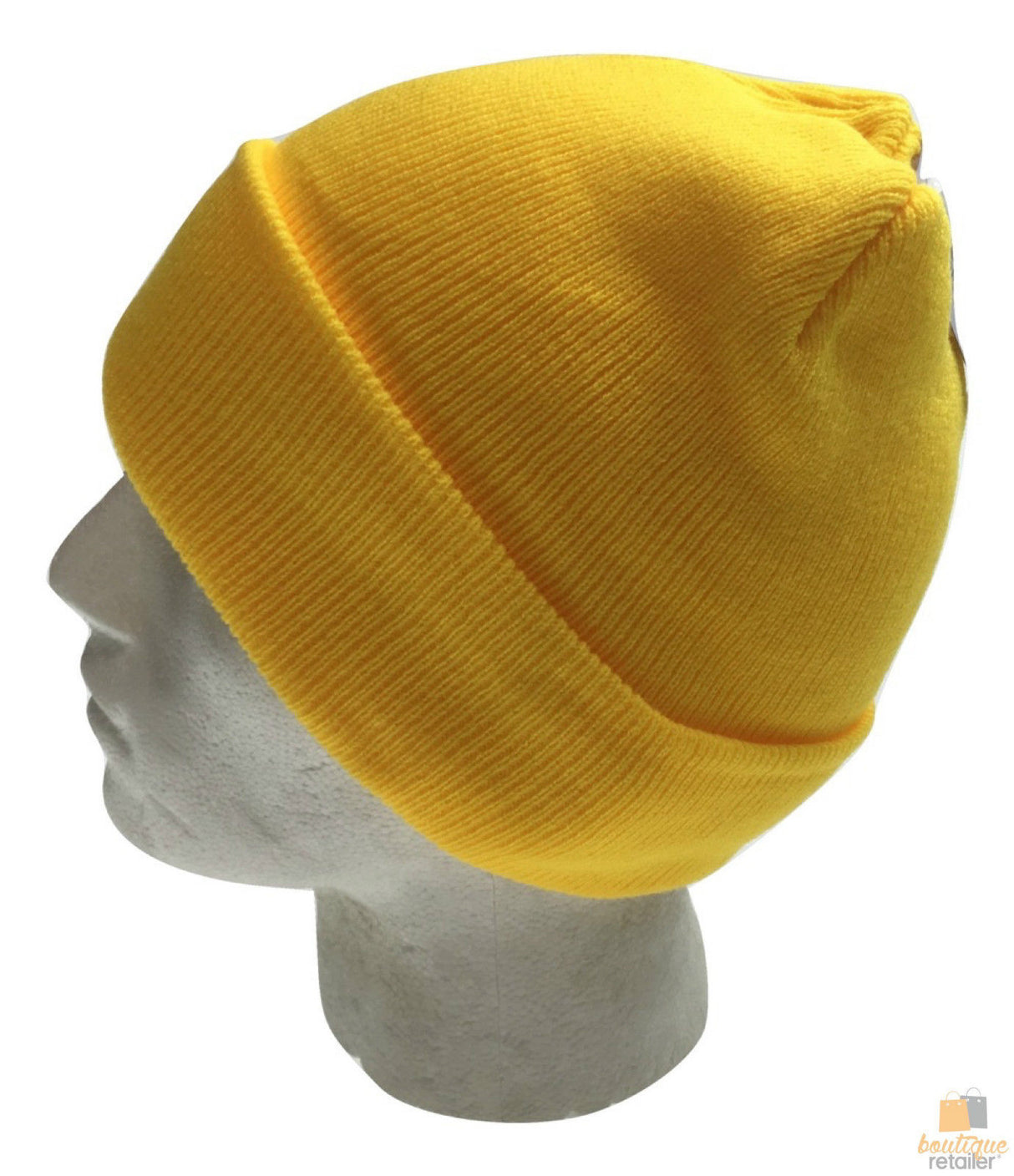 Plain Yellow Beanie - Unisex Warm Winter Knit Hat (One Size)