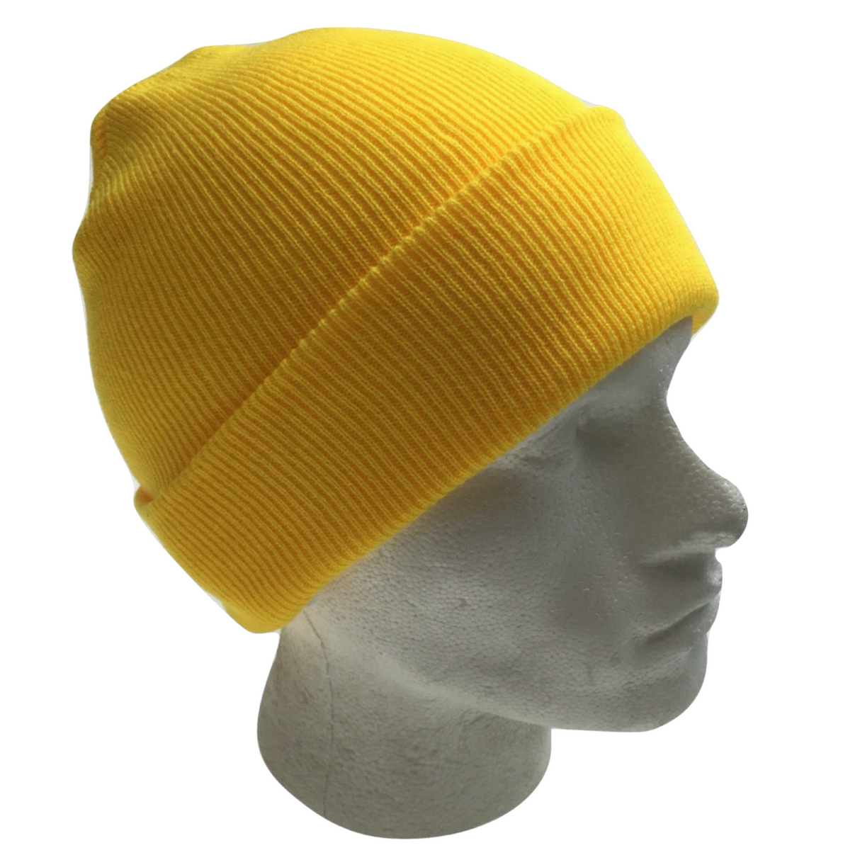 Plain Yellow Beanie - Unisex Warm Winter Knit Hat (One Size)