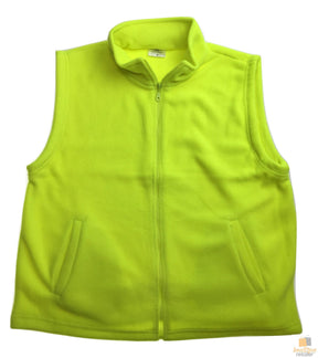 PLAIN HI VIS Polar Fleece Vest Full Zip Safety Workwear High Visibility Fleecy - Fluro Yellow