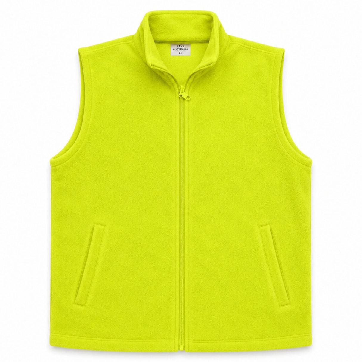 Hi Vis Full Zip Polar Fleece Safety Vest - Fluro Yellow (UPF 50+ Workwear)