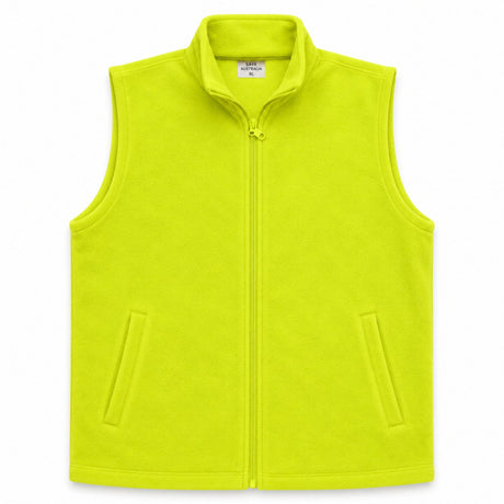 Hi Vis Full Zip Polar Fleece Safety Vest - Fluro Yellow (UPF 50+ Workwear)
