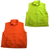 PLAIN HI VIS Polar Fleece Vest Full Zip Safety Workwear High Visibility Fleecy - Fluro Orange