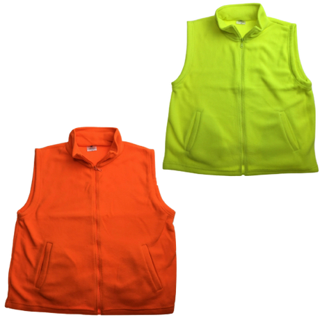 PLAIN HI VIS Polar Fleece Vest Full Zip Safety Workwear High Visibility Fleecy - Fluro Orange