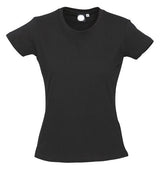 Womens 100% Cotton Plain Short Sleeve T-Shirt - Black (Basic Ladies Top)