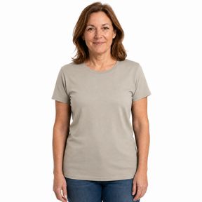 Womens 100% Cotton Plain Short Sleeve T-Shirt - Light Camel (Basic Ladies Top)
