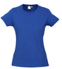 Womens 100% Cotton Plain T-Shirt (Short Sleeve Basic Ladies Top Blank Tee) - Mezze Blue