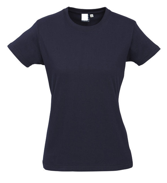 Womens PLAIN T-SHIRT 100% COTTON Tee Short Sleeve Basic Ladies Top Blank - Navy Blue - XS (8)