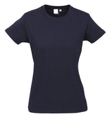 Womens PLAIN T-SHIRT 100% COTTON Tee Short Sleeve Basic Ladies Top Blank - Navy Blue - XS (8)