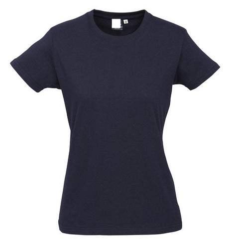 Womens PLAIN T-SHIRT 100% COTTON Tee Short Sleeve Basic Ladies Top Blank - Navy Blue - XS (8)