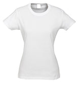 Womens PLAIN T-SHIRT 100% COTTON Tee Short Sleeve Basic Ladies Top Blank - White - XS (8)