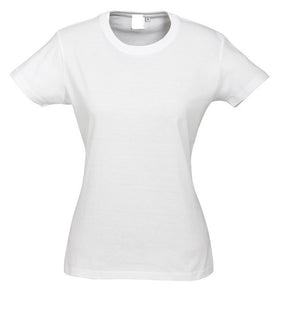Womens 100% Cotton Plain T-Shirt (Short Sleeve Basic Ladies Top Blank Tee) - White